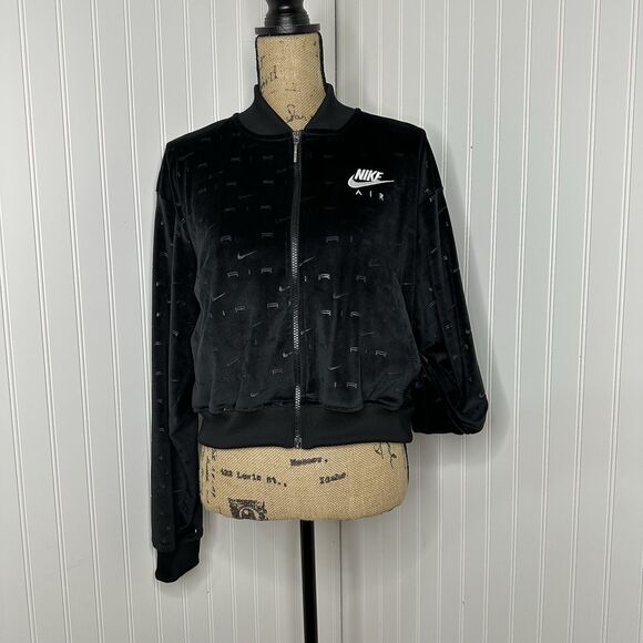 Nike Air Velour Jacket Sz L Black White Full Zip AOP DD5449 010 Sportswear NEW - Picture 13 of 15